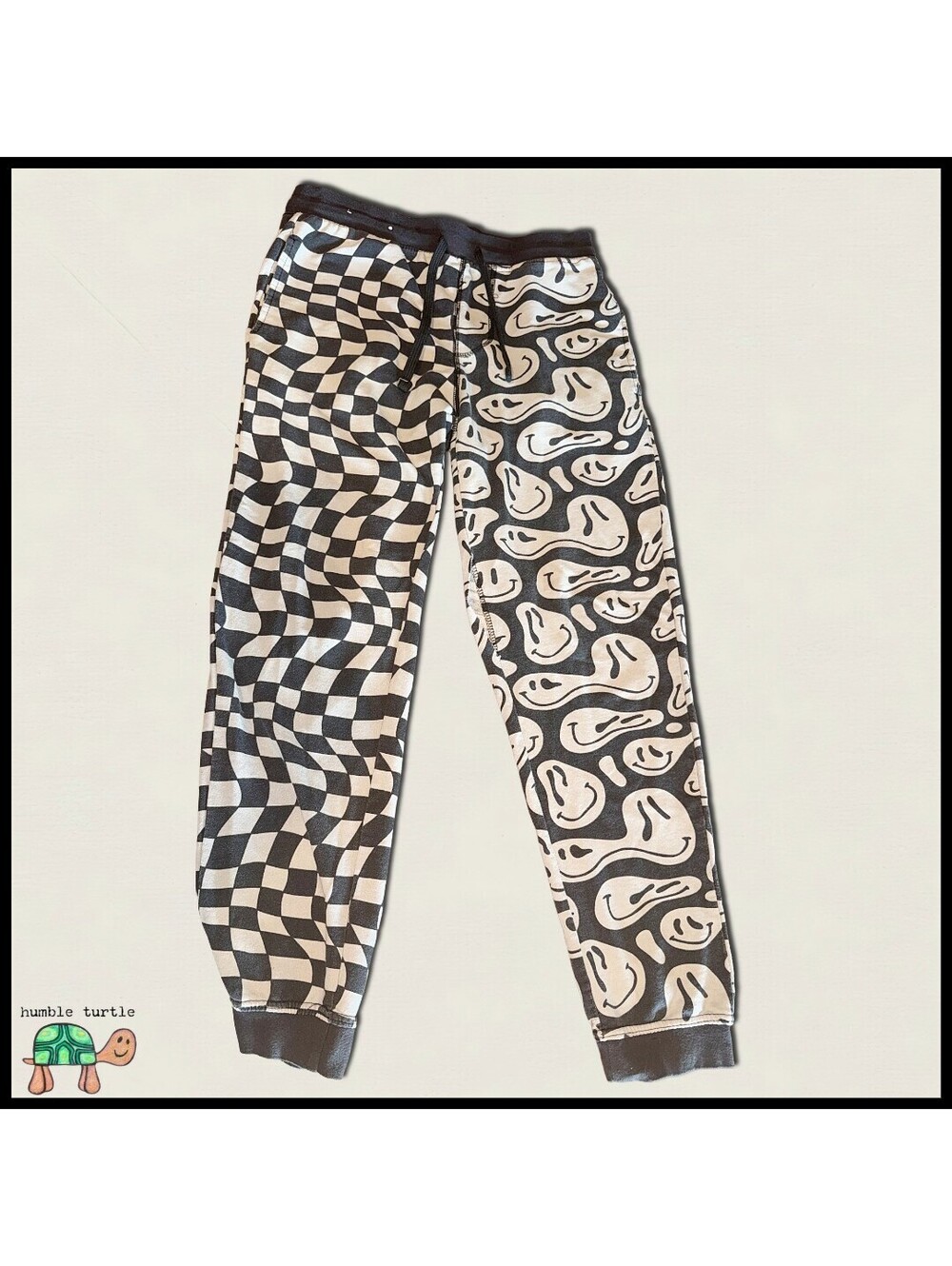 No Boundaries Men's Black & White Patterned Jogger Sweatpants Size M (32-34)